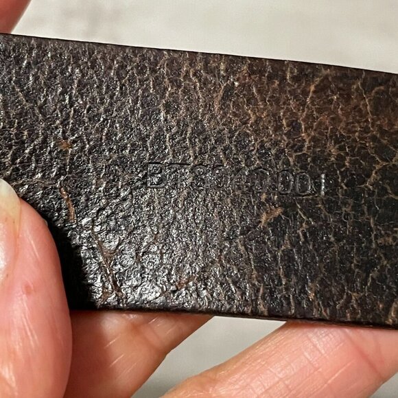 Fossil Tooled Brown Leather Waist Belt Two Tone Oval Floral Buckle Women\'s Large main image 6